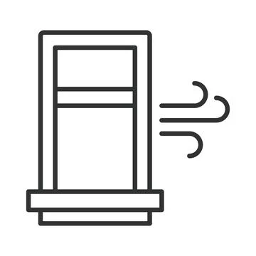 Window airing icon in line design. window air ventilation hygiene fresh home Stock Illustration