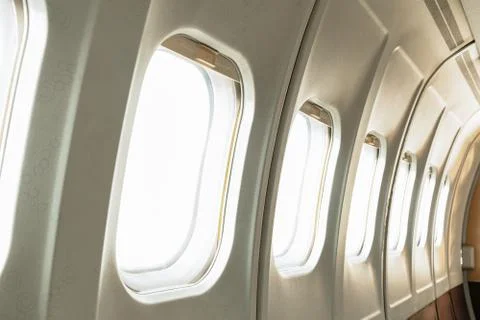 Window airplane and empty white window blank isolated on white background Фото