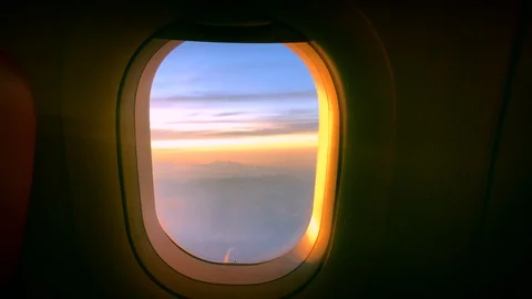 Window airplane on view cloud and sky background Vidéo 89134050