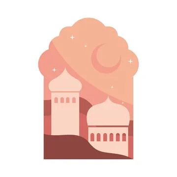 Window and arab temple Stock Illustration