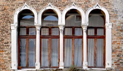 Window and brick wall building Stock Photos