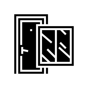 Window and door glyph icon vector illustration Stock Illustration