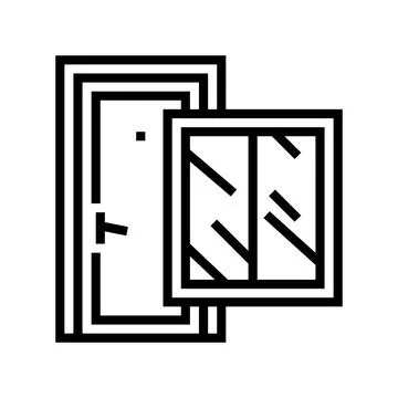 Window and door line icon vector illustration Stock Illustration