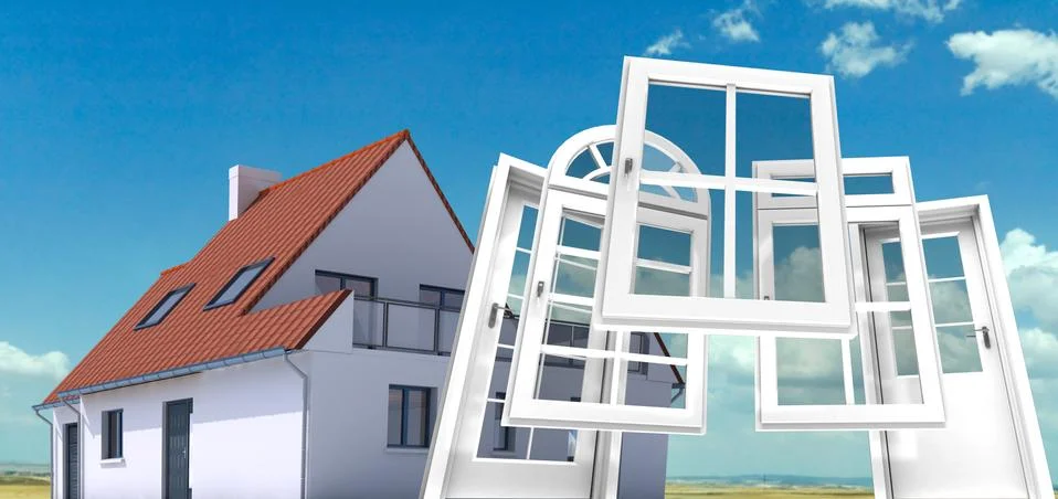 Window and door replacement Illustrazione stock