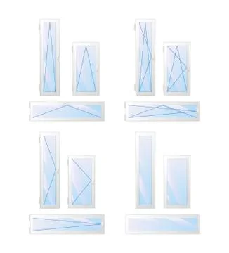 Window and door types and open modes. 스톡 일러스트