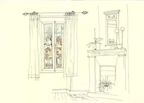 Window and interior Stock Illustration