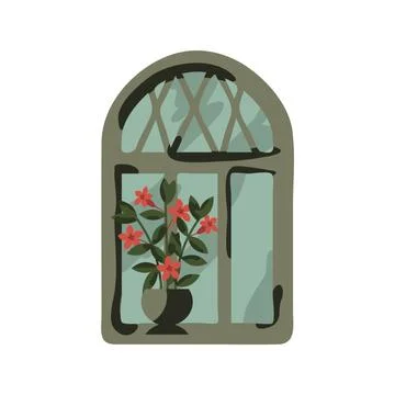 Window and plant Stock Illustration