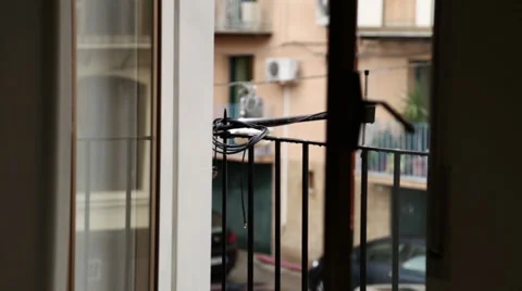 Window and railing with rain Video stock 32102659