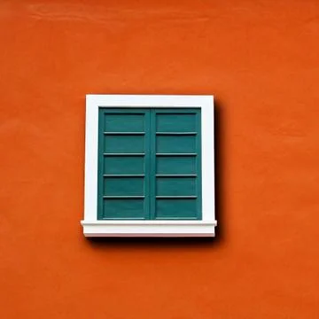 Window and red wall Stock Photos