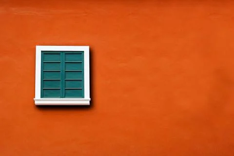 Window and red wall Stock Photos