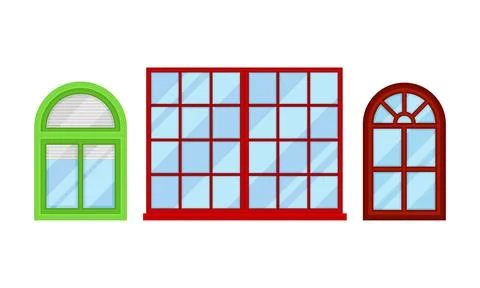 Window and Sash Window in Frame as Opening in Wall for Passage of Light Vector Ilustración de archivo