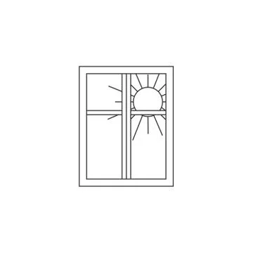 Window and sun icon vector isolated on white background Stock Illustration