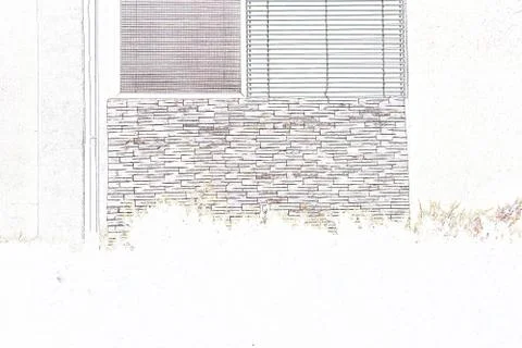 Window and windowsill stone decorations Stock Illustration