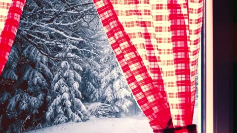 A window and a wintry landscape Vídeo Stock 295581573