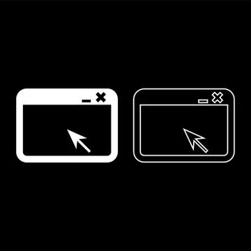 Window application with arrow Browser concept web page icon outline set white Stock Illustration