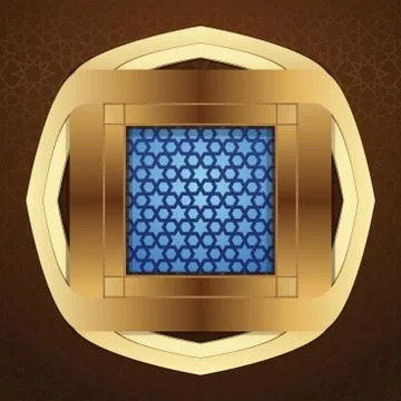 Window with arabic pattern for islamic greeting Stock Illustration