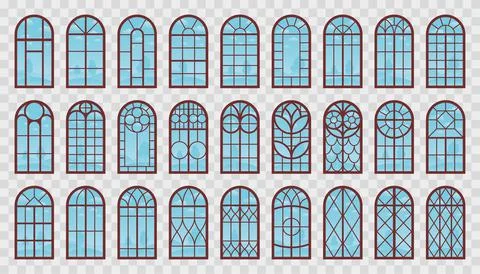 Window Arched Frames Large Collection Ilustración de archivo
