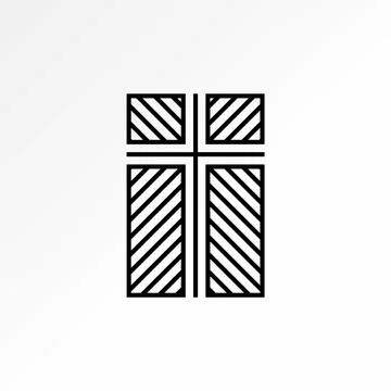 Window art pattern christian cross church religion interior Stockillustratie