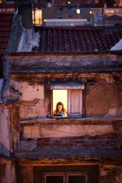 Window at Baixa Lisbon Stock Photos