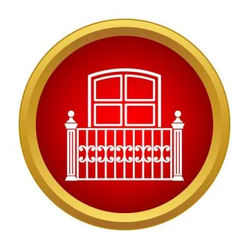Window balcony design in red circle icon Illustrazione stock