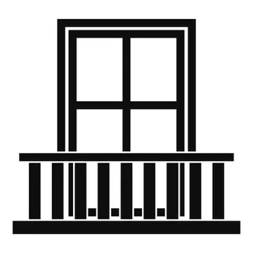Window with balcony icon, simple style Illustration