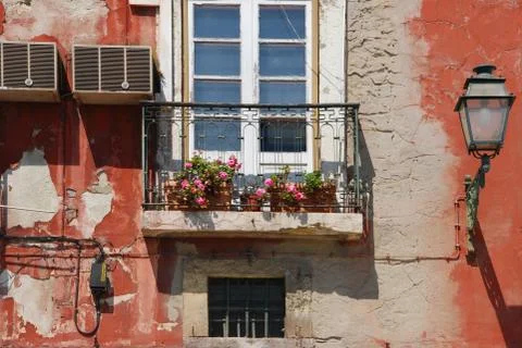 Window balcony with lamp Stock Photos