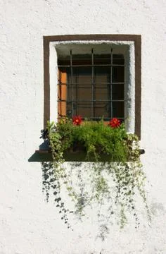 Window, bars and white wall Foto stock