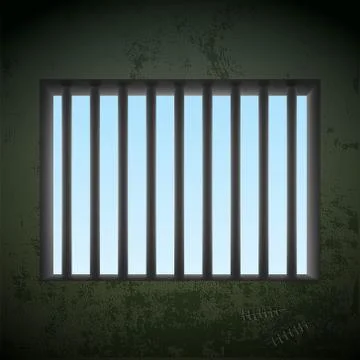 Window with bars in a prison cell. Stock vector. Stock Illustration