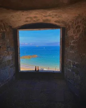 Window Beach View Stock Photos