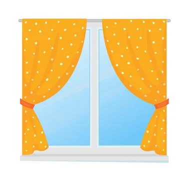 Window blind. Curtain drapery at wall. Home room. Architecture construction Stock Illustration