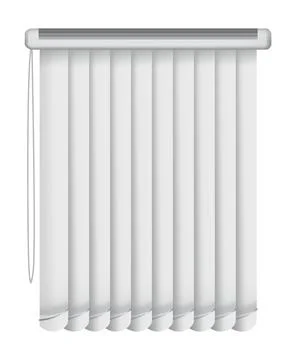 Window blind. Element room interior. Vertical window jalousie. Closed empty Stock Illustration