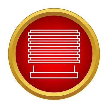 Window blind icon in a red and gold button style Stock Illustration