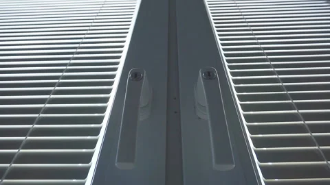 Window blinds. Camera moves from top to bottom Stock Footage 94487235