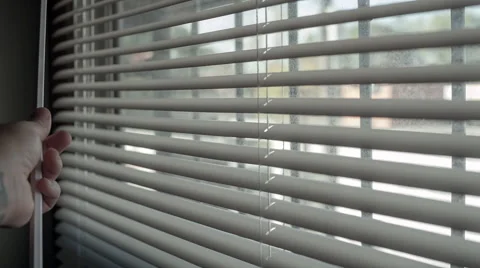 Window blinds close open entering light Stock Footage 49001941