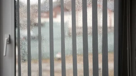 Window blinds curtains opening closing modern interior decor Stock Footage 65764287