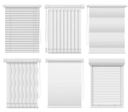 Window blinds. Horizontal, vertical closed and open jalousie. Darkening blind 스톡 일러스트