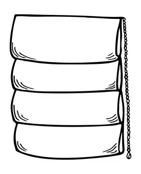 Window blinds horizontal vertical closed open. Sketch blind roman curtains. Stock Illustration