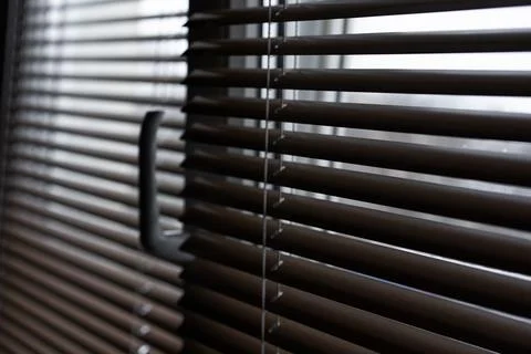 Window with blinds installed on them Stock Photos
