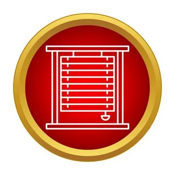 Window blinds interior design element icon on red background Stock Illustration