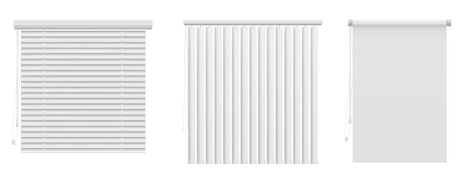 Window blinds set isolated on white background Stock Illustration