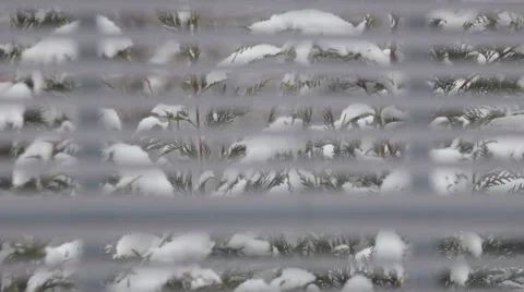 Window Blinds Shut Out Falling Snow Stock Footage 35174092
