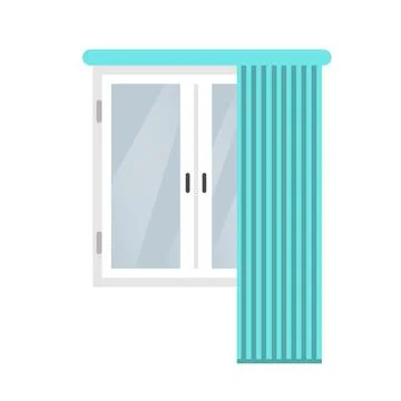 Window with blue curtains Stock Illustration