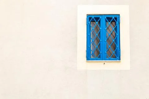 Window with blue railing 스톡 사진