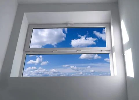 Window with blue sky Stock Photos