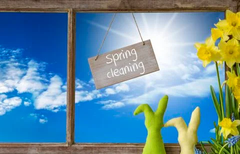 Window, Blue Sky, Spring Cleaning Stock Photos