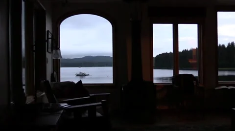 Window , boats in the bay Stock Footage 28598707