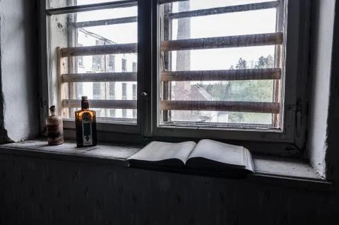 Window book bottle Stock Photos