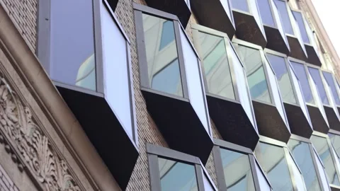 Window Box Pattern On Old Downtown Building Stock Footage 333079658