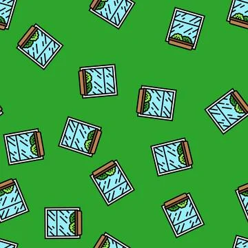 Window boxes urban gardening vector seamless pattern Stock Illustration