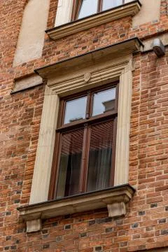 Window on Brick Wall Background Stock Photos